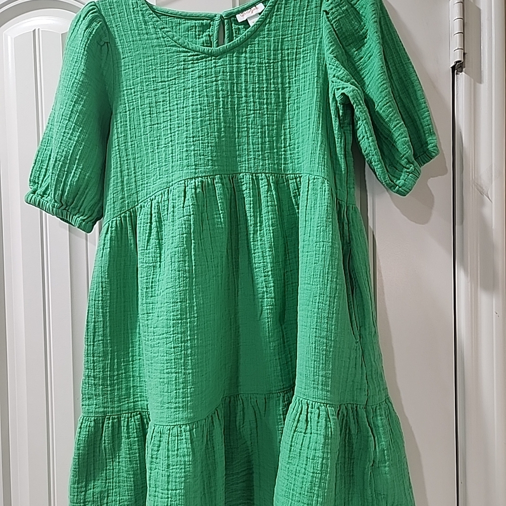 Cat & Jack Vibrant Green Casual Kids Dress